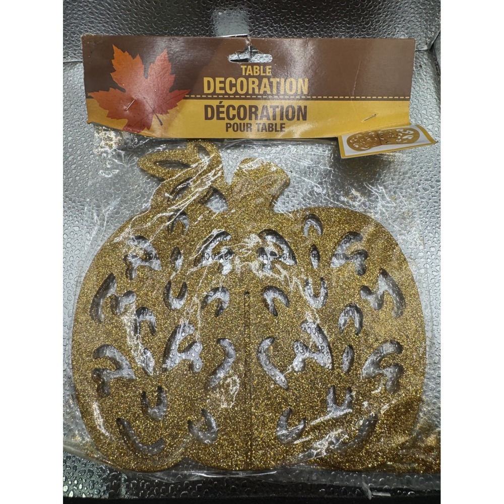 Greenbrier International Gold Glitter Pumpkin Table Decoration 3D Centerpiece